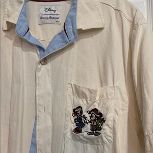 Tommy Bahama Cream Casual Button Down Shirt with Embroidered Characters